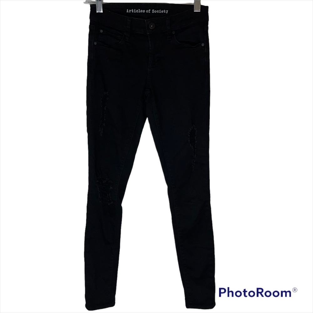 Articles Of Society Black Distressed Skinny Jeans. Size 24